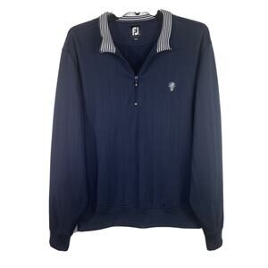 Footjoy Large Mens Blue Golf Longsleeve Pullover Gathered Waist Collared Casual